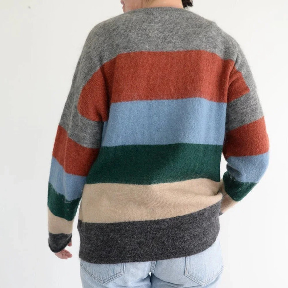 Part Two 35% Wool 33% Mohair Knit Grey, Red, Blue, Crewneck Sweater M - Picture 4 of 13